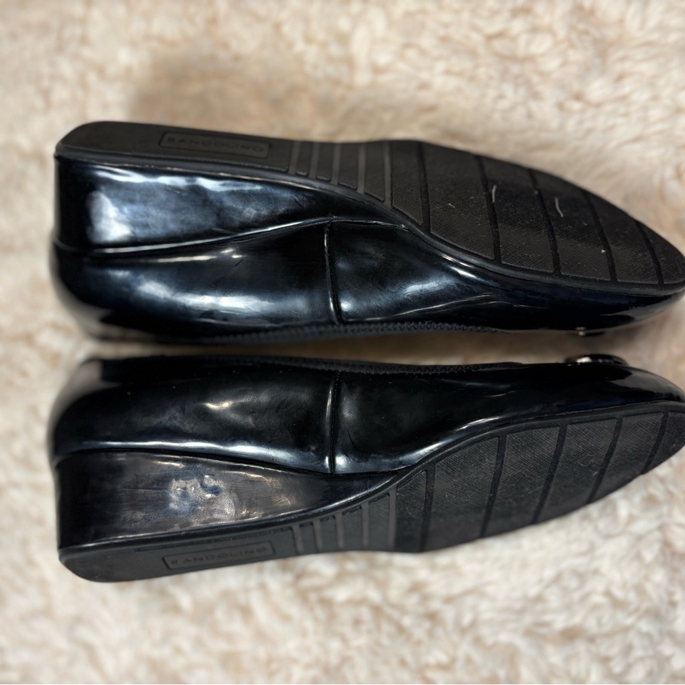 Bandolino Black Patent Wedge Pumps with Champagne Gold Detail - Picture 12 of 12